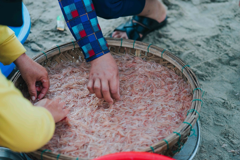 Ruốc tươi được làm sạch trước khi bán cho khách.
